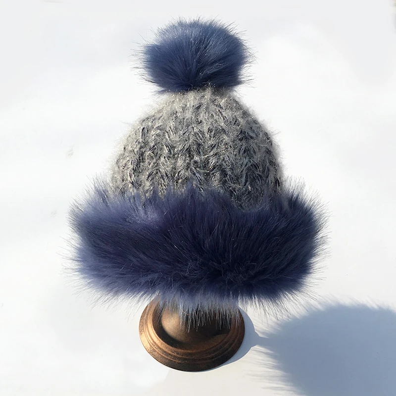 Mingjiebihuo new fashion thick wool women girls hat warm plus velvet double winter cold large hair ear small code snow cap