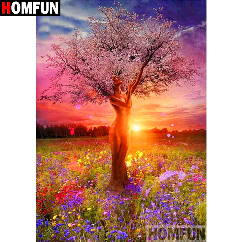 

HOMFUN Full Square/Round Drill 5D DIY Diamond Painting "Woman tree landscape" Embroidery Cross Stitch 3D Home Decor Gift A16884