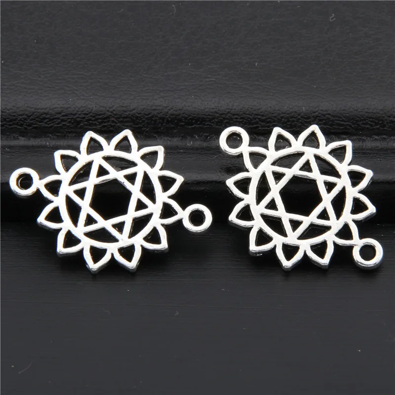 21pcs   Silver Color 7 Chakra  Zinc Alloy Yoga Charm Connector OM Pendant Fit Handmade Jewelry DIY