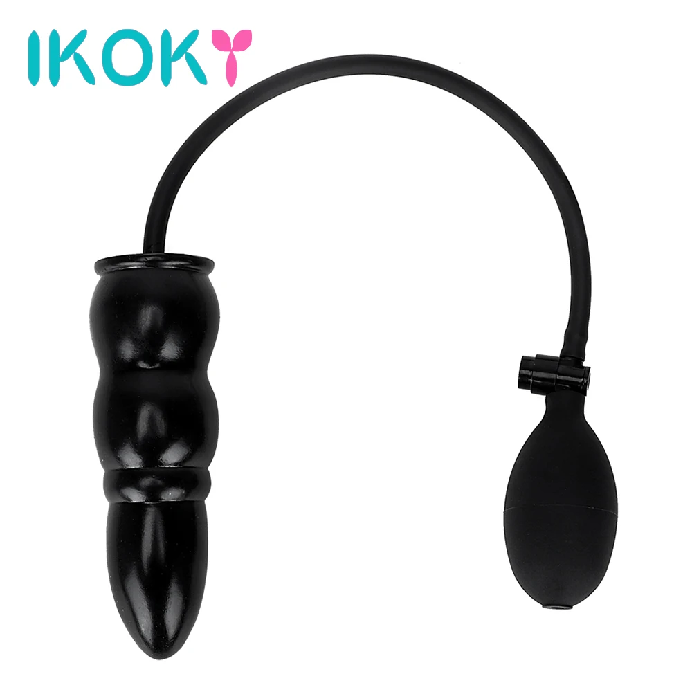 IKOKY Inflatable Anal Plug Backyard Massager Expandable Butt Plug Anal Dilator Sex Toys for Women Men Adult Products With Pump