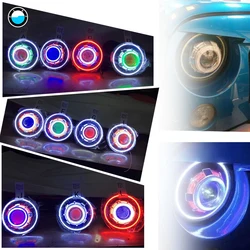 2 pcs 7 Inches LED Starry Headlights With Devil Demon Eye For Jeep Wrangler JK 7 inch HID/LED headlight With LED Angel.