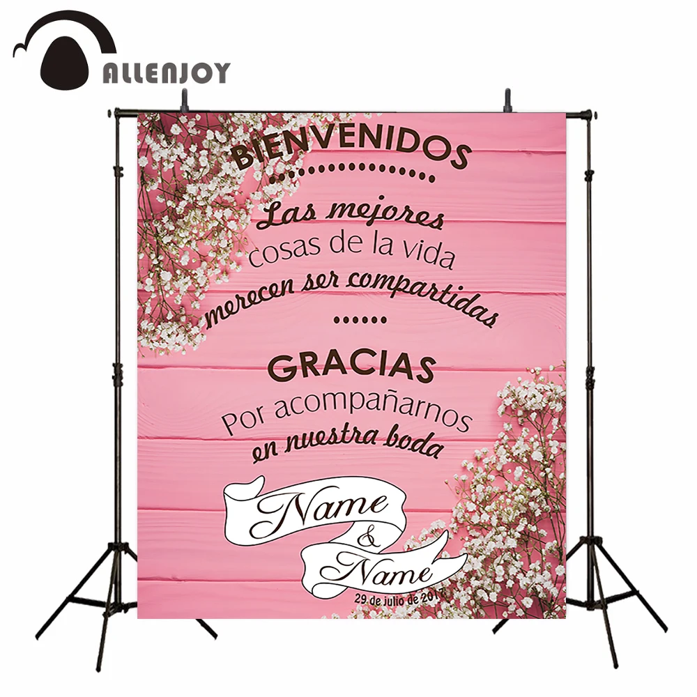 Allenjoy fondo de fotografía Rosa romántico, Fondo de bienvenida de boda, diseño original, personalización personal