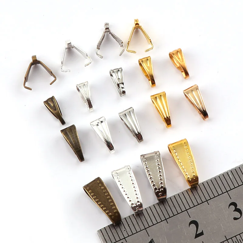 3x7mm Metal Clasps Pinch Clips Bails Charm Melon Seeds Buckle Pendant DIY Necklace Bracelet Connectors Jewelry Findings