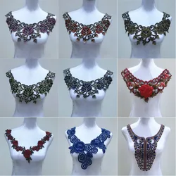 1Pc Color Venise Lace Fabric Dress Applique Motif Blouse Sewing Trims DIY Neckline Collar Costume Decoration Accessories 10-18