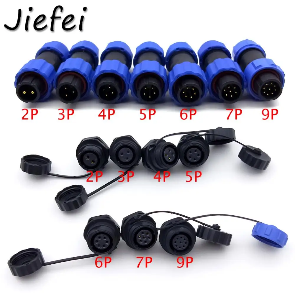 10Set SP13 2pin 3pin 4pin 5pin 6pin 7pin 9pin waterproof connector Cable socket Waterproof Aviation plug Coupler docking