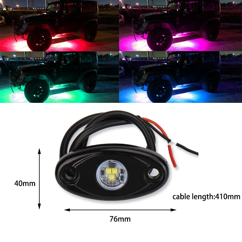 

2Pcs 9W White Red Amber Green Blue LED Rock Light for JEEP SUV Offroad Truck Boat Underbody Lamp