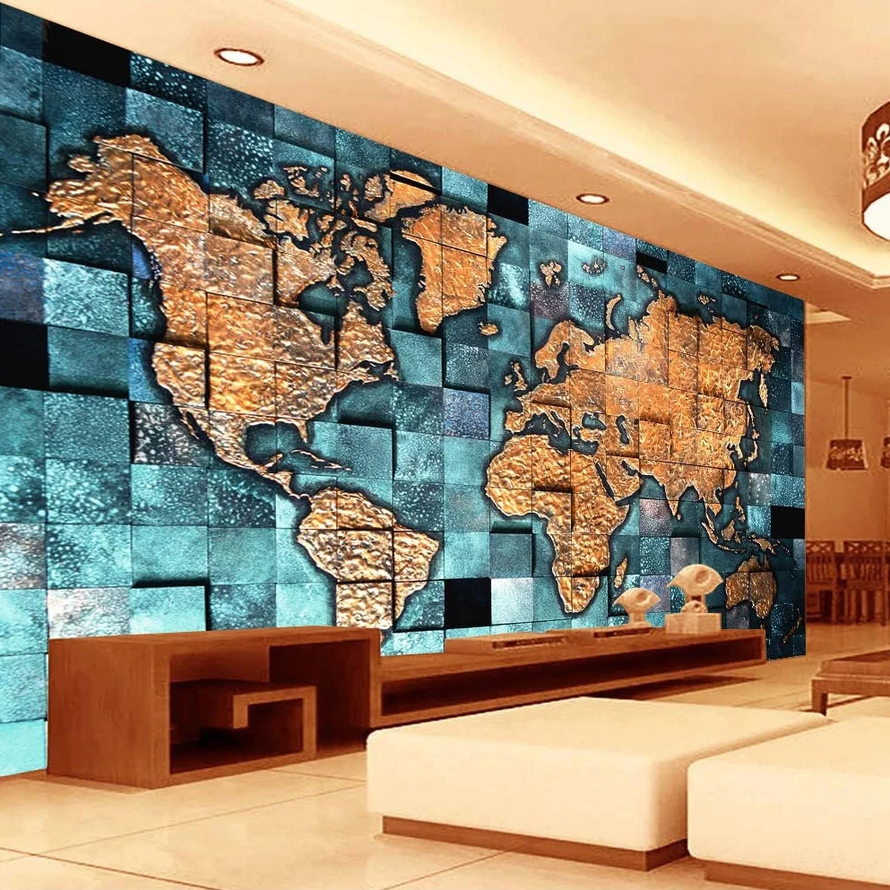 Custom Any Size 3D Mural Wallpaper World Map 3D Relief Living Room Sofa Study Backdrop Photo Wall Paper Home Decoration Wall Art