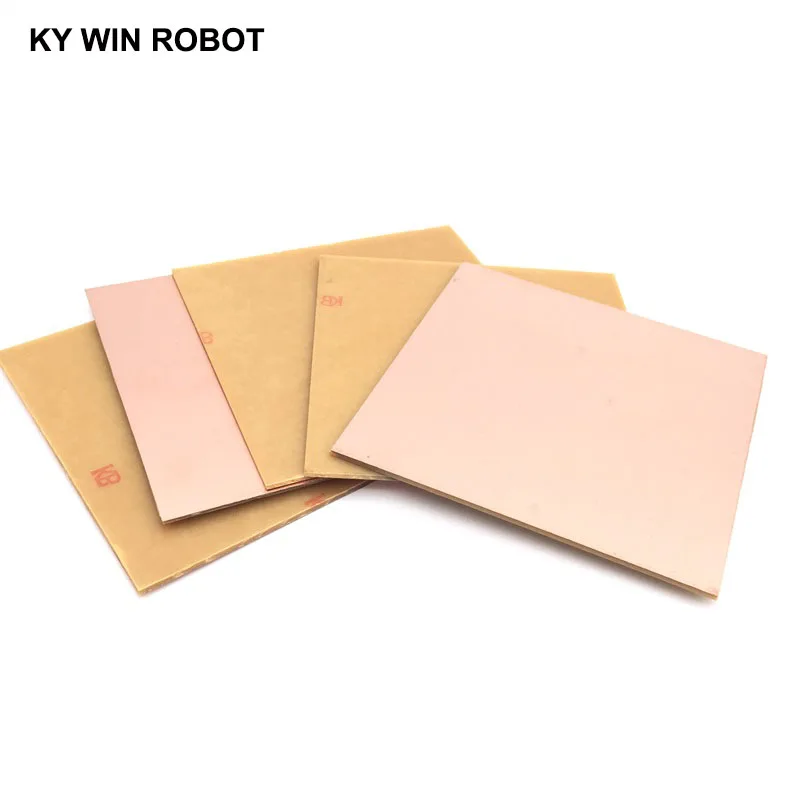 Placa revestida de cobre de un solo lado, Kit de placa de circuito laminado, 5 piezas, PF, 10x10cm