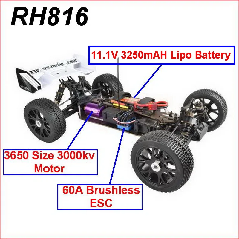 Professional High Speed VRX Racing RH816 Buggy 1/8 Scale 4WD Electric Brushless Rc Car Toy for Children Adults