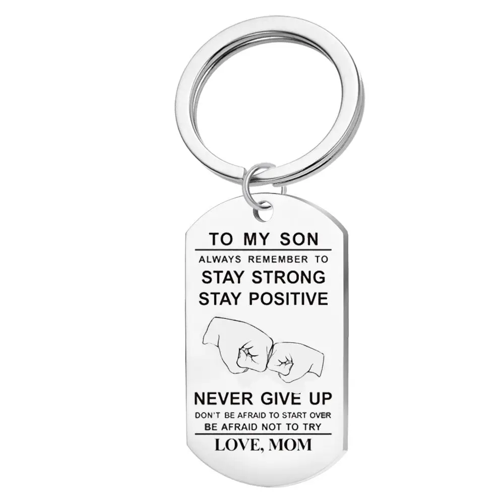 New TO MY SON Always Remember To Stay Strong Stay Positive Military Army Style Dog Tag Stainless Steel Pendant Men\'s Necklace