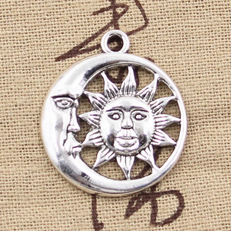 10pcs Charms Sun Moon 28x24mm Antique Tibetan Silver Bronze Color Pendant Findings DIY Vintage Choker Handmade Jewelry