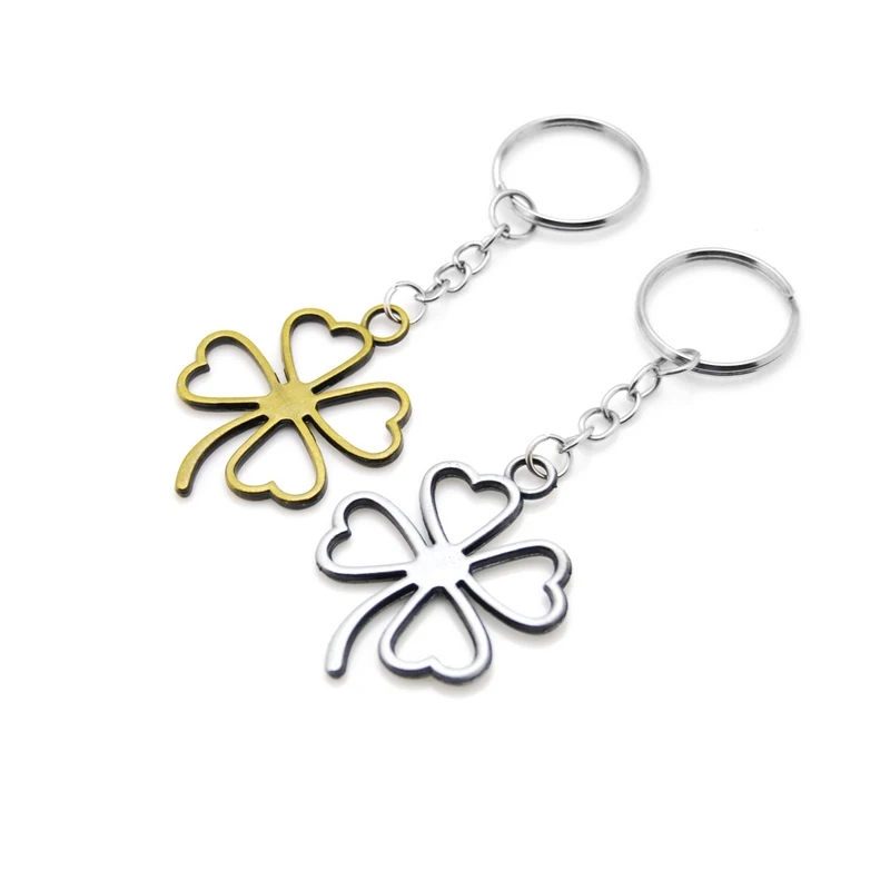 Original Lucky Four Leaves Clover Key Chains New Fashion Bag Buckle Pendant For Car Keyrings KeyChains Women Jewelry Men Gift