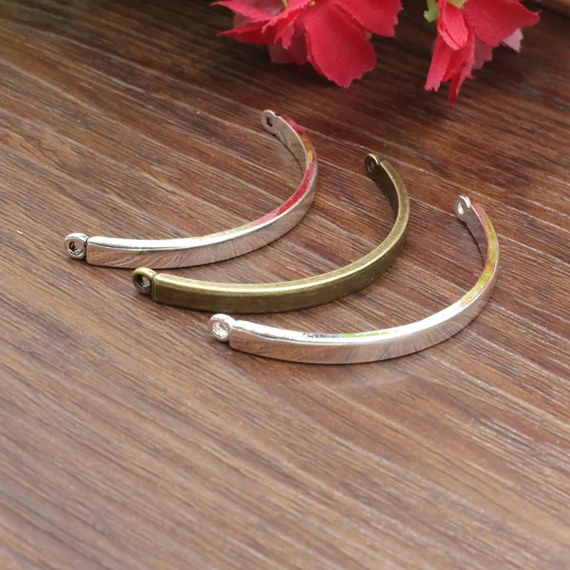 Onebeading  Antique Silver Bronze Silver Plated Tube Bending Sticks Connector For Bangle Bracelet Making Approx 3.5*46mm 10pcs
