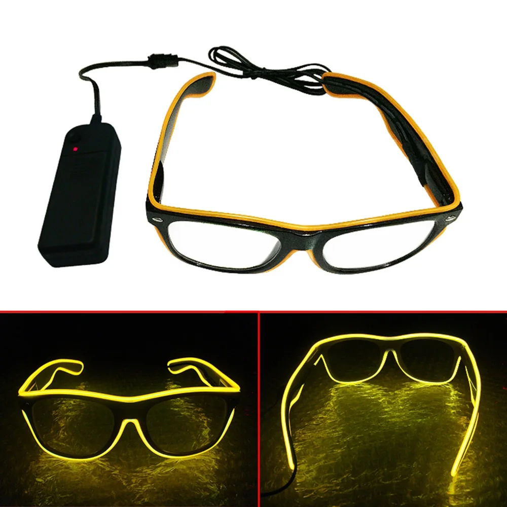 EL Wire LED Glasses Special Shutter Light Up Monochrome EL Wire Glow Shades Eye-wear Glasses W/Driver for Rave Party Christmas