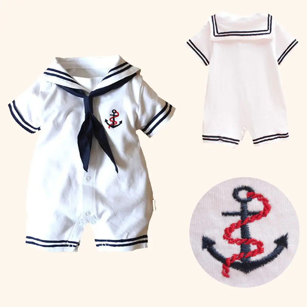 

2019 Newborn Sailor Romper Girls Boy Costume Anchor Summer Romper One Piece Jumpsuit Playsuit t Outfit Clothes