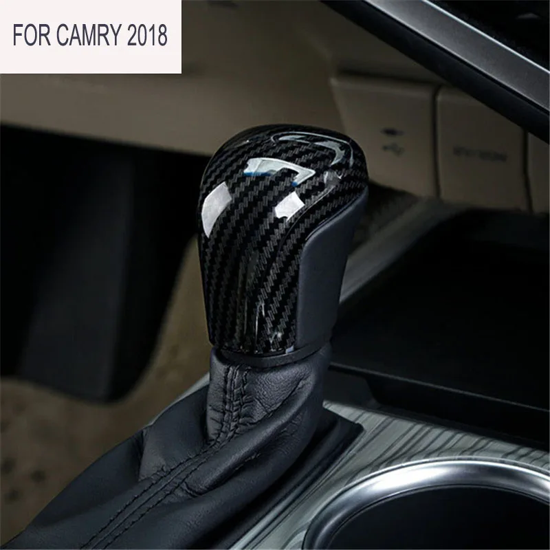 ABS Carbon Fiber Style Gear Head Shift Knob Switching Cover Interior Trimmer Moldings Accessories Fit For Camry 2018