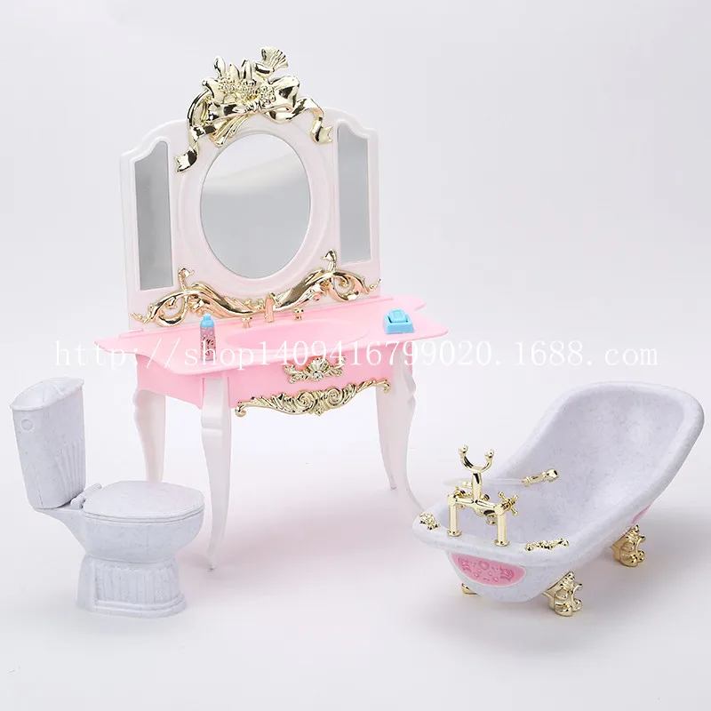 case for barbie bathroom furniture accessories Doll Gift Set girl children toys children play house simulation suite bath toy