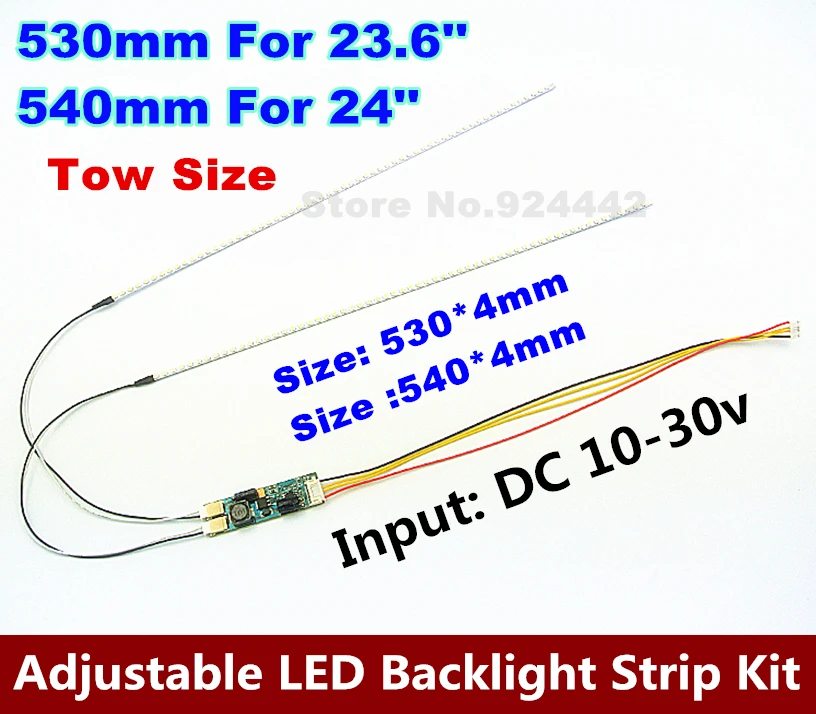 

1PCS 23.6" 530mm 1PCS 540mm 24" Adjustable brightness led backlight strip kit,Update inch LCD ccfl panel to LED backlight LAMP