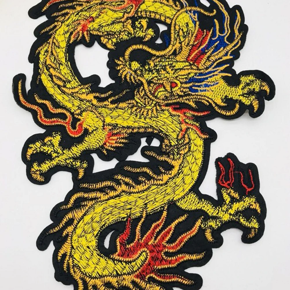 Chinese Dragon embroidery patch Sequin Sew Patches Clothes Applique Embroidery Cartoon Applique Embroidery patch Accessories