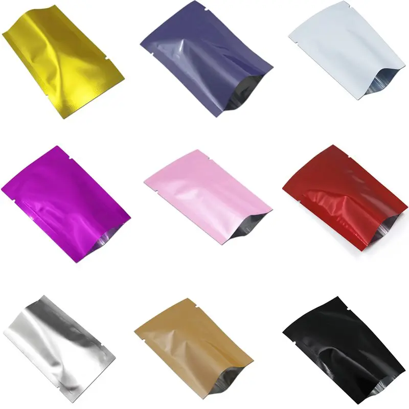 100Pcs/Lot 12x18cm Various Colors Aluminum Foil Packaging Bag Top Open Heat Sealed Vacuum Package Bag for Kitchen Food Storage