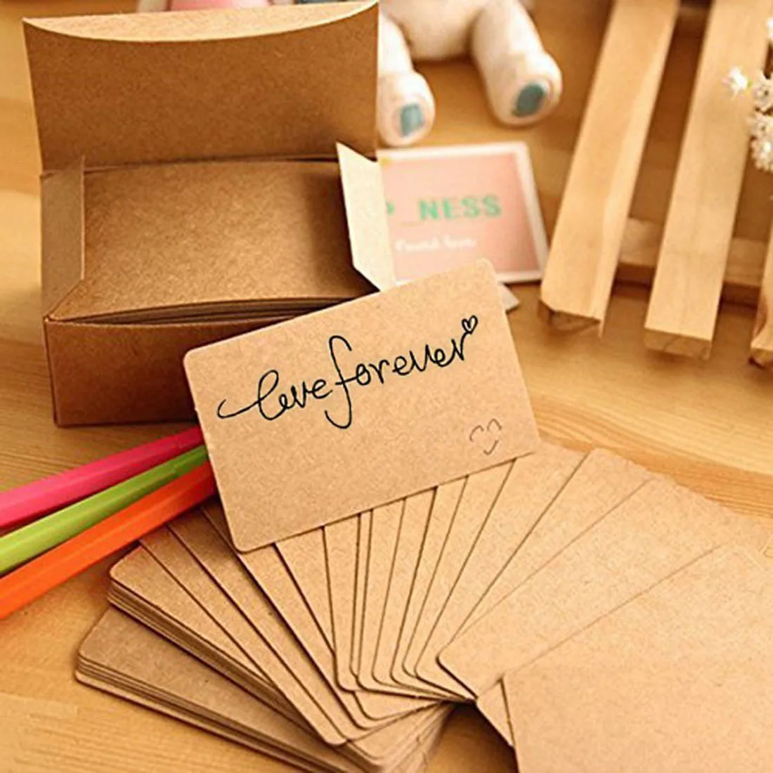 100pcs Blank Kraft paper Business Cards Word Card Message Card DIY Gift Card