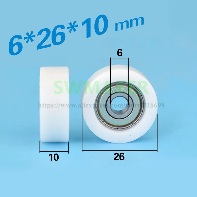 6*26*10mm package, plastic nylon pulley, POM POM furniture drawer, flat pack rubber 626, bearing wheel