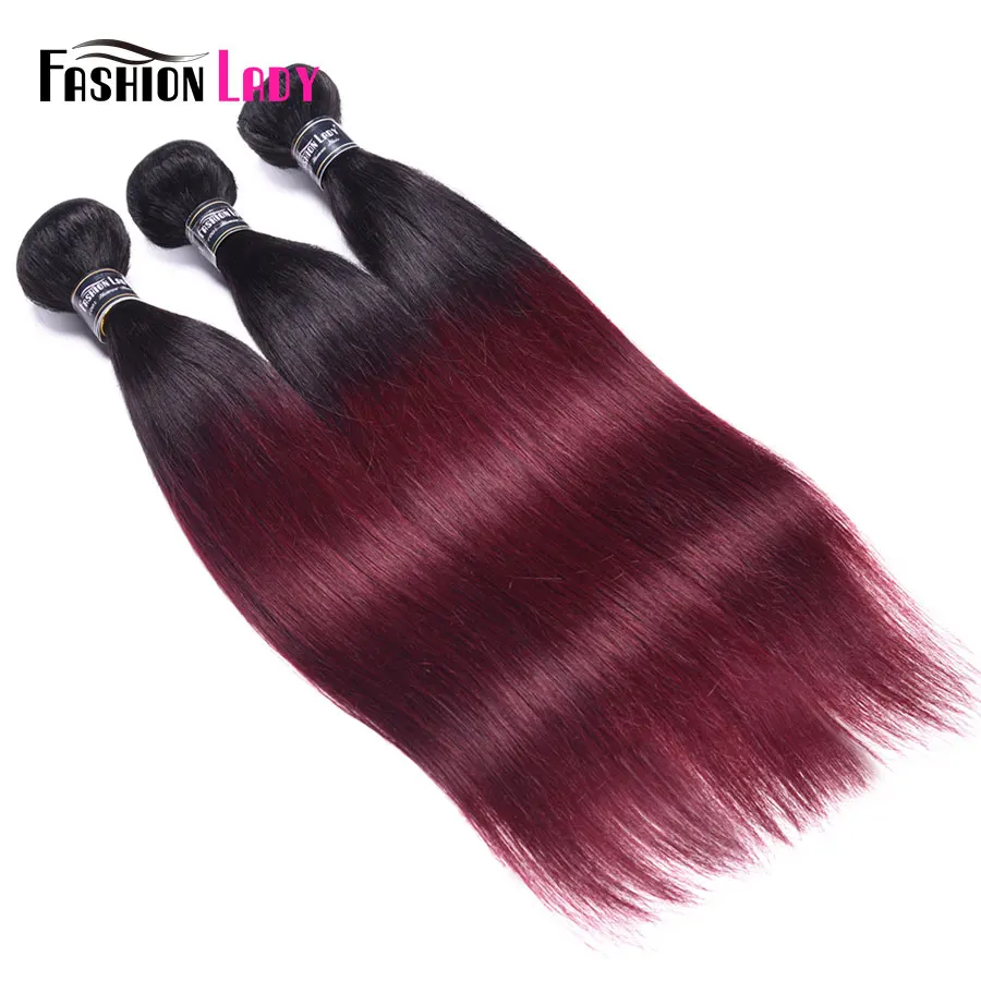 T1b99j Human Hair Bundles Straight Ombre Bundles Pre colored Brazilian Hair Weave Bundles 1 Piece Non-Remy Hair Extension