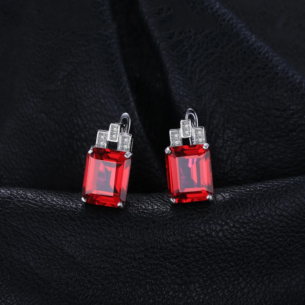 JewelryPalace Luxury 11.5ct Created Red Ruby 925 Sterling Silver Hoop Earrings dla kobiety Zaręczynowy Biżuteria Moda Prezent — zdjęcie 5