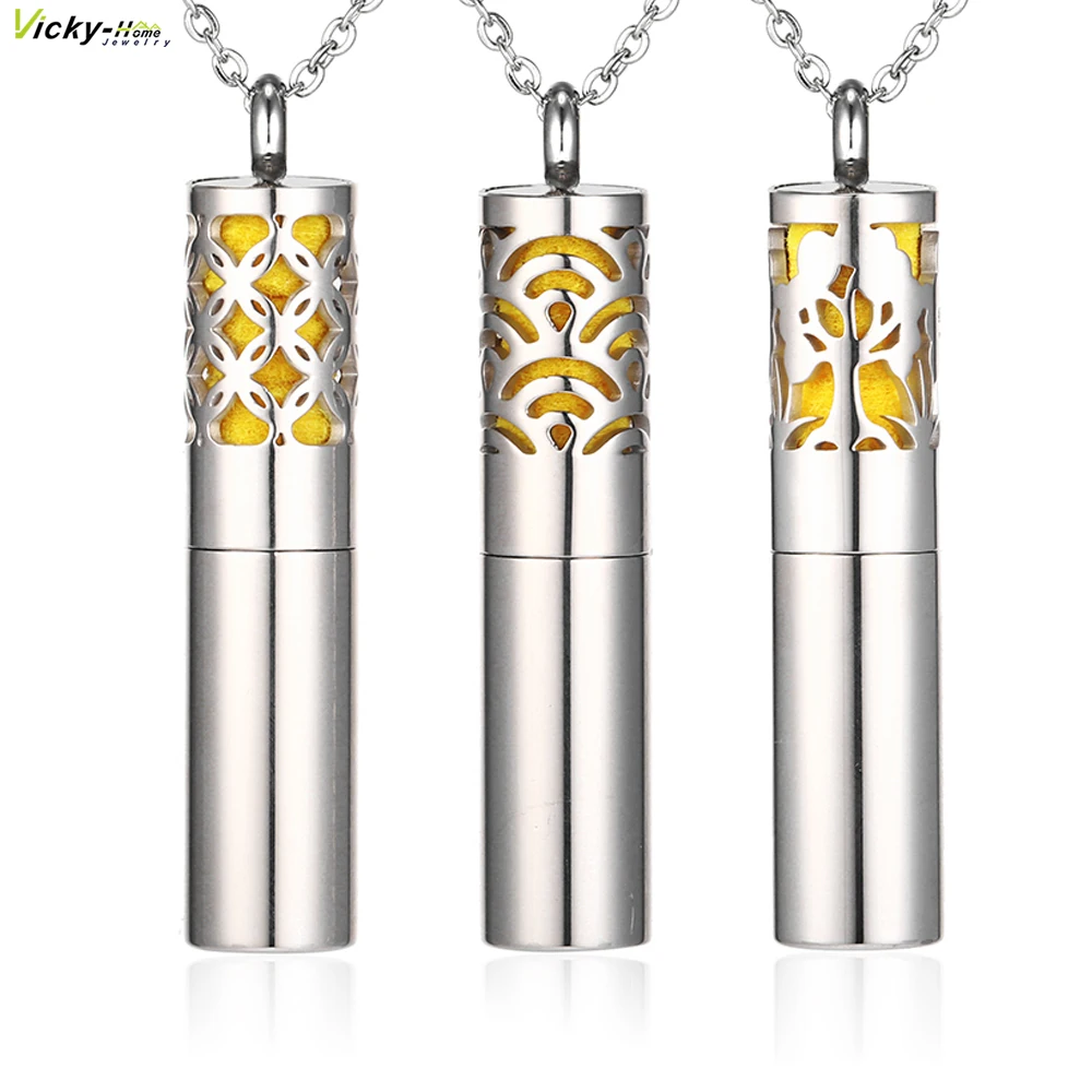 Diffuser Necklace Essential Oil Container Pendant Necklace 316L Stainless Steel Aromatherapy Locket Felt Pads Perfume Men Women