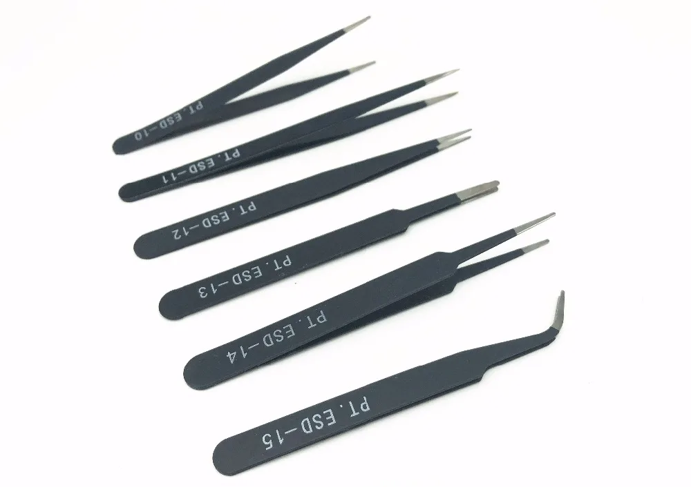 Promotion Tweezer Set Fashion 6pcs BGA Precision Antistatic Tweezers Stainless Tweezers Jewelry Tool