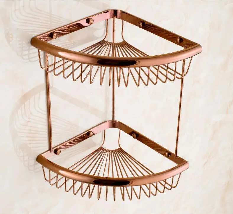 Luxury solid brass gold bathroom shelves shampoo holder corner bath basket Bathroom Accessories bath hardware