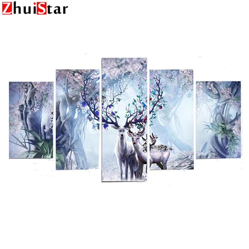 

DIY Diamond Embroidery "Deer"3D Diamond Painting Cross Stitch Full Drill Rhinestone Mosaic 5pcs Multi-picture XY1