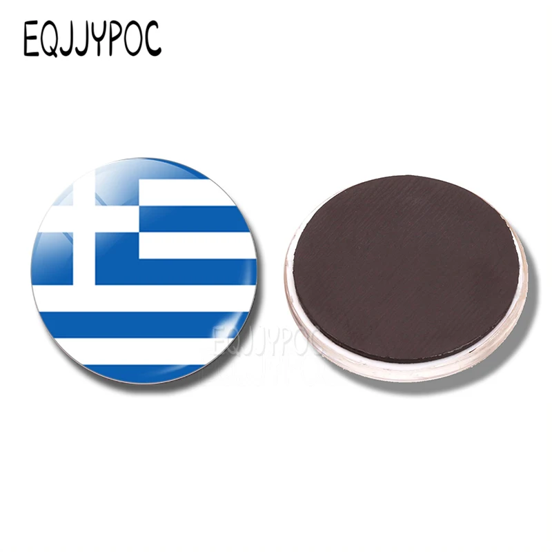 The Republic of Greece Flag Fridge Magnet Glass Dome Magnetic Refrigerator Stickers Note Holder Home Decor 30 mm