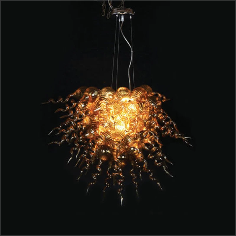 

European Style Blown Glass Chandelier Lightings Customized Colored Zhongshan Manufacturer Blown Glass Chain Pendant Lamps