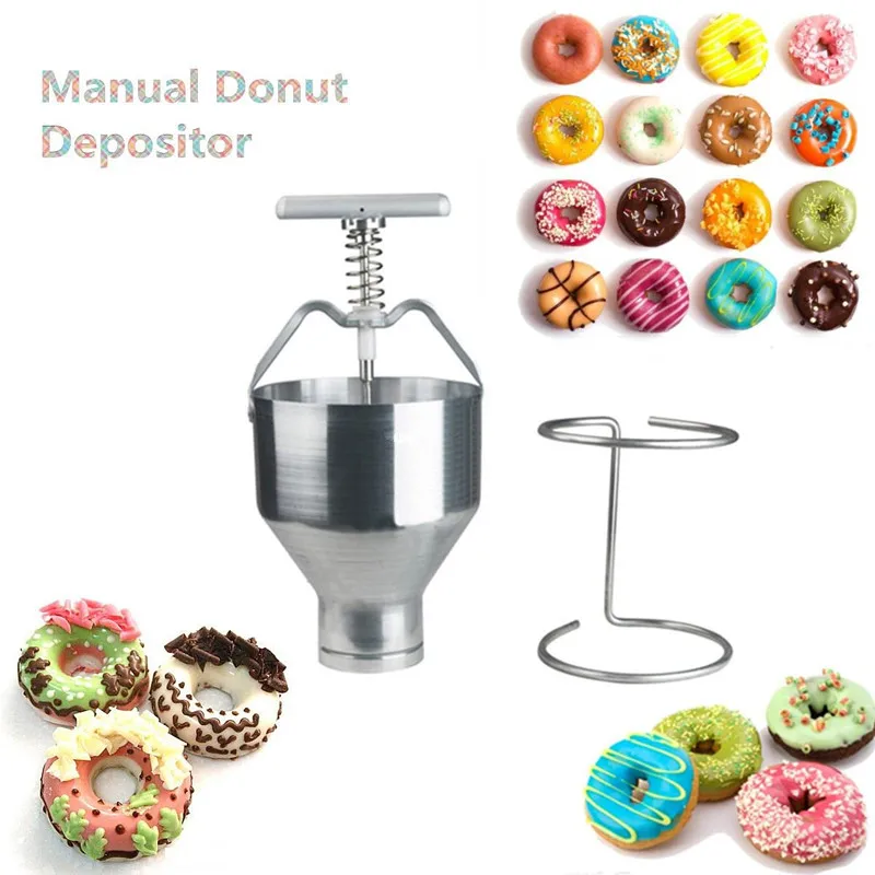 

Portable Stainless Steel Mini Manual Donut Maker Machine Handheld Cake Donut Hopper Donut Dropper Griddle Cake Maker