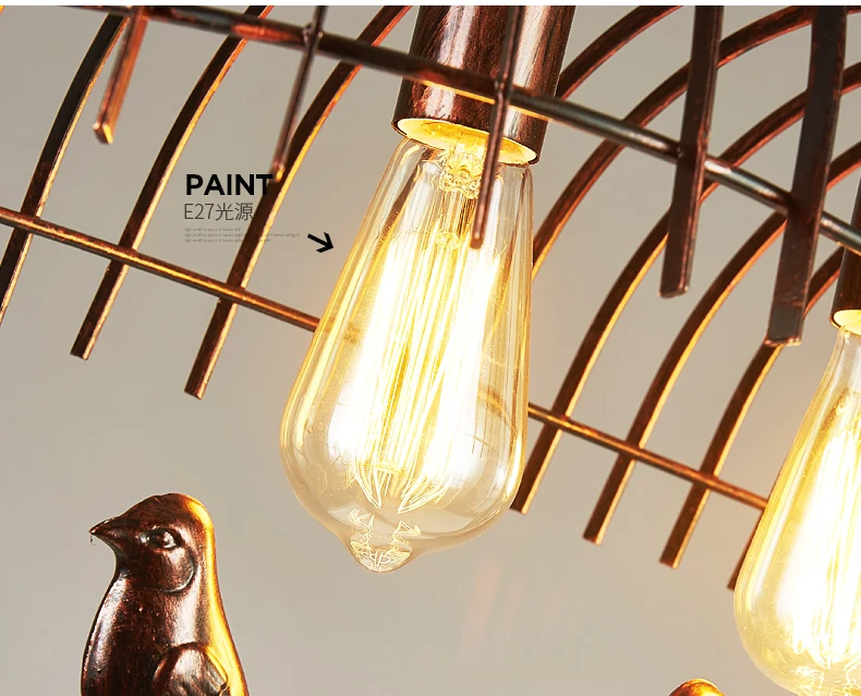 Industrial metal hanging lamp bird wrought iron chandelier lighting retro kitchen bar  pendant lamp lamparas industriales image 6