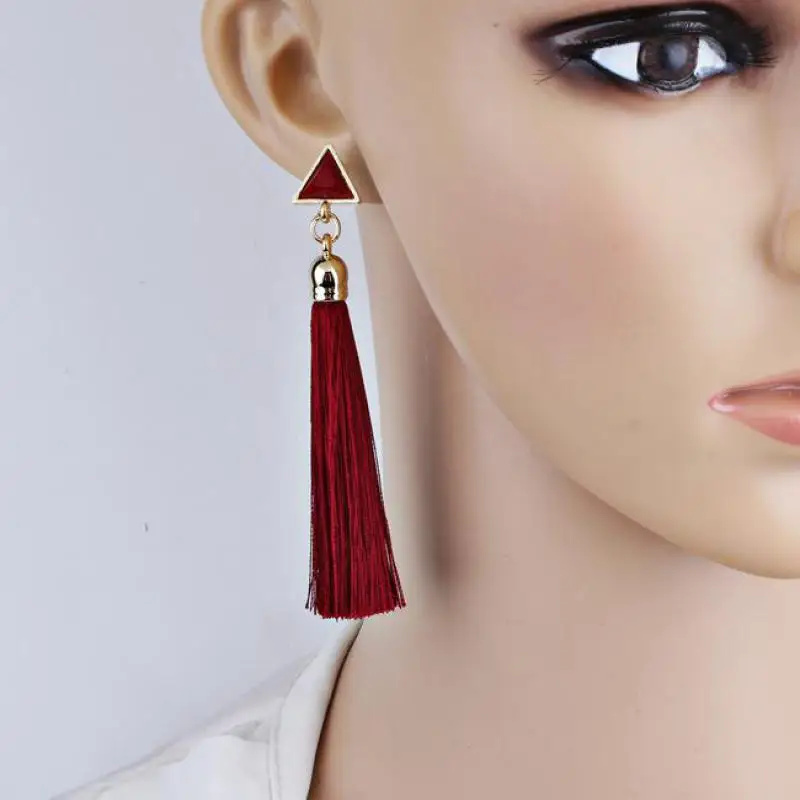 New Fashion Charm Boho Long Triangle Tassel Drop Earrings For Women Girls Party Vintage Ethnic Multicolor Earring Jewelry Gifts