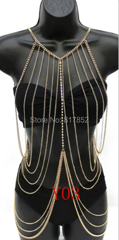 FASHION Y01-Y20 WOMEN Gold colour CHAINS Chains ROCK WOMEN HARNESS Chains JEWELRY 2 COLORS