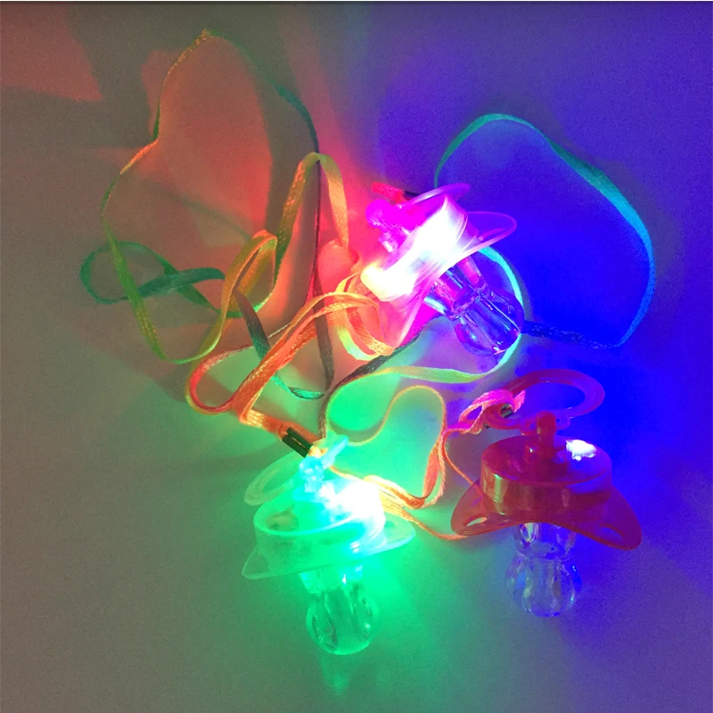 15pcs/lot led pacifier whistle light necklaces nipple pacifier whistle flashing kids toy  for Christmas Bar party supplies