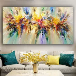추상 다채로운 캔버스 회화 Quadro 꽃 포스터 및 인쇄 벽 예술 그림 Cuadros 거실 홈 장식 프레임 없음