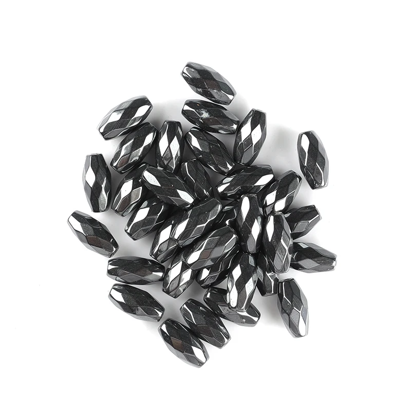 4/5/8/12mm Black Hematite Beads No Magnetic Faceted Rice Shape Accessories Beads Natural Stone For Diy Jewelry Bracelet Making