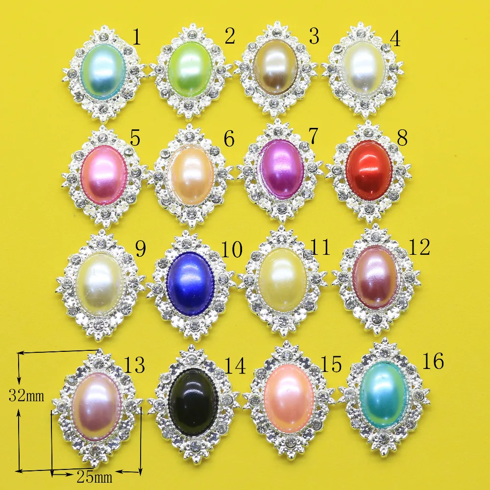 Fashion10pc pearl rhinestone button 2017 Flower Shaped Wedding decoraation Flat back Clothing metal golden button DIY Accessor