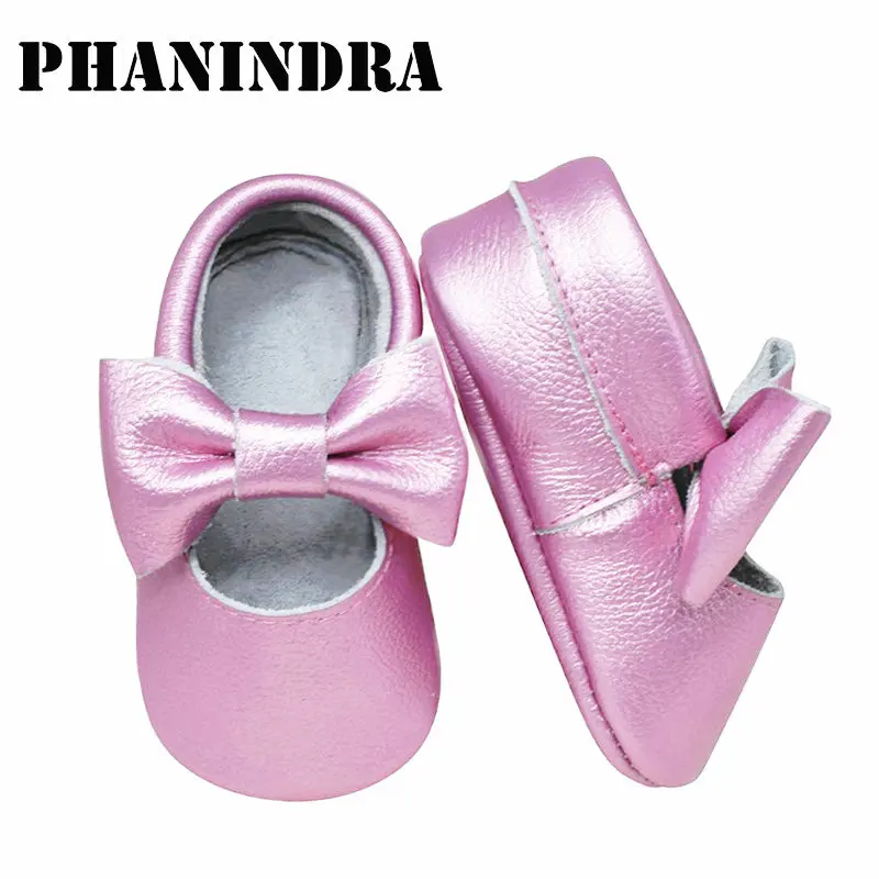 New Baby Casual Shoes Infant Toddler Bowknot  Leather Soft-Sole cow First Walker Newborn Bow Girl Moccasins