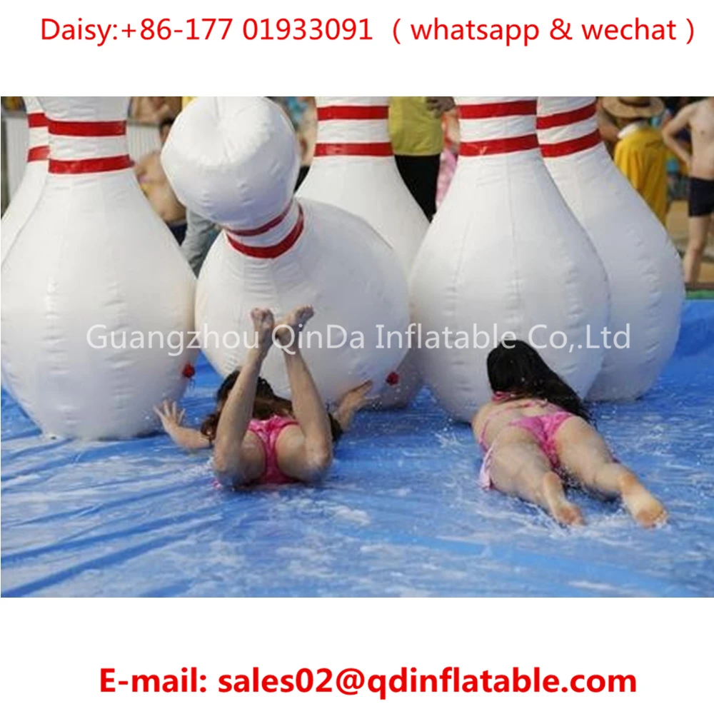 6 Pieces 2m Inflatable Bowling Bottles +1 Piece 1.5m Zorb Bubbles Soccer, Inflatable Bowling Ball Game,Human Zorb Bowling Game