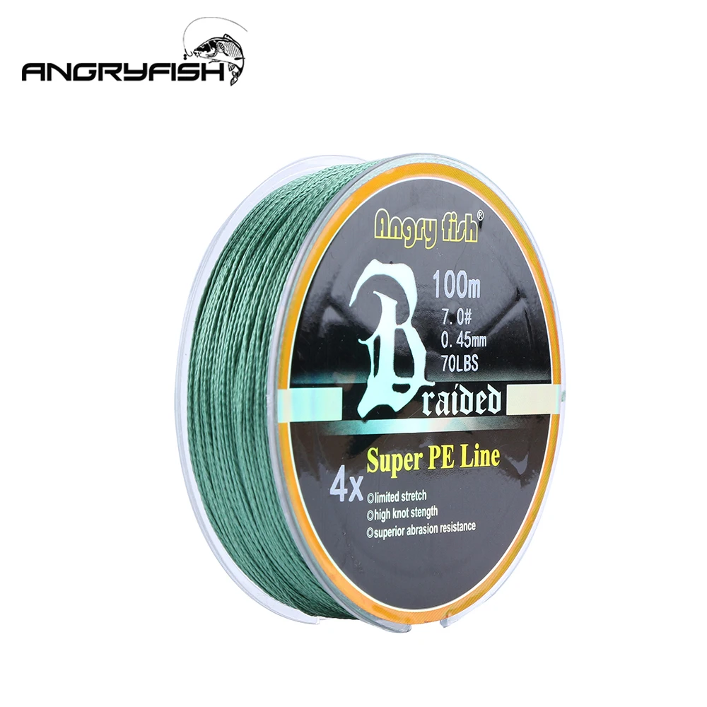 ANGRYFISH Wholesale 100m 4 Strands Braided Fishing Line 8 Colors Super PE Fish Line Strong Strength