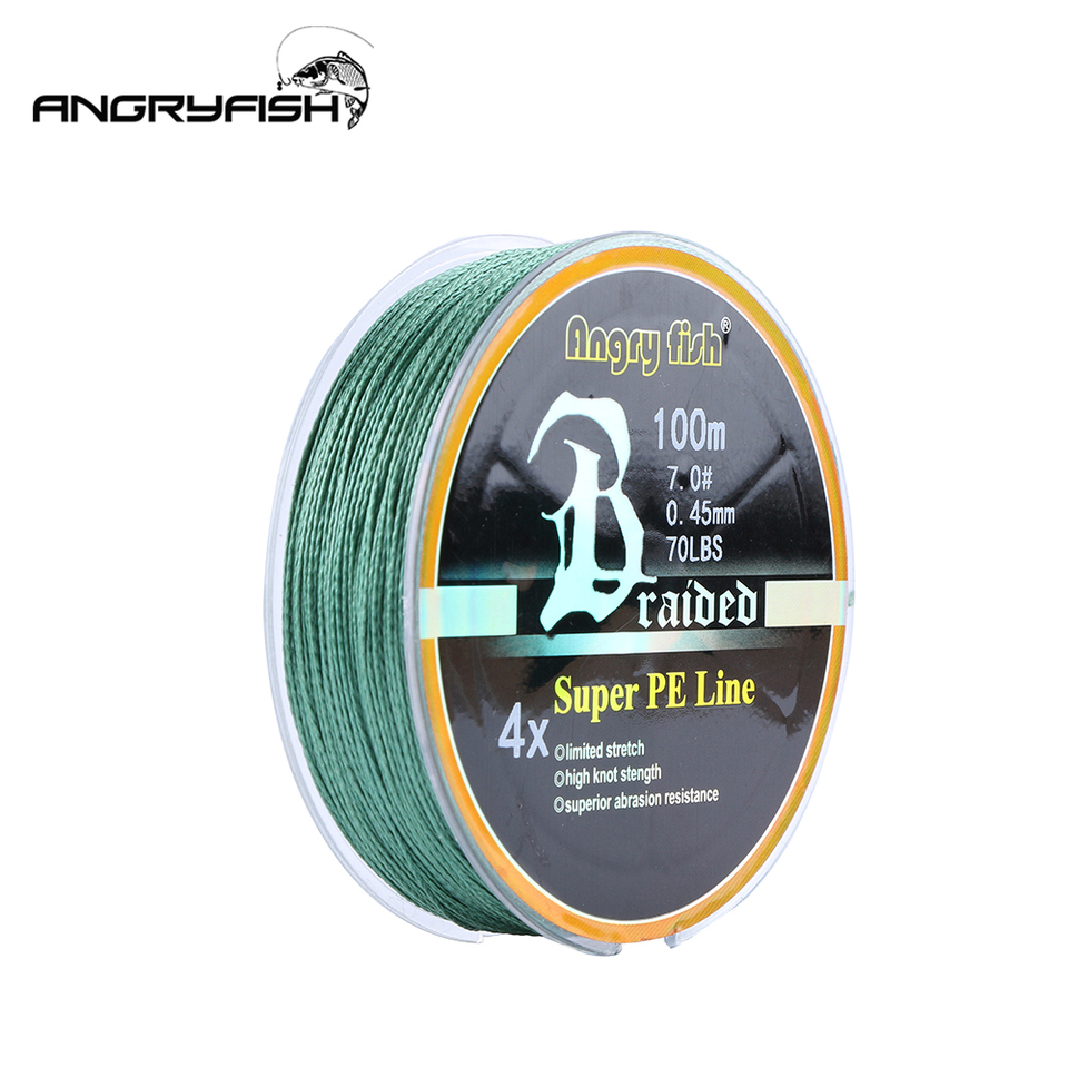  ANGRYFISH Wholesale 100m 4 Strands Braided Fishing Line 8 Colors Super PE Fish Line Strong Strength 