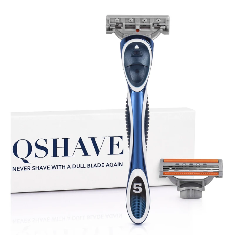 QSHAVE Orange Series 3-Layer USA Blade Manual Men Shaving Razor it with 2 Pieces X3 Blade QSHAVE Name Engraved Service Provided