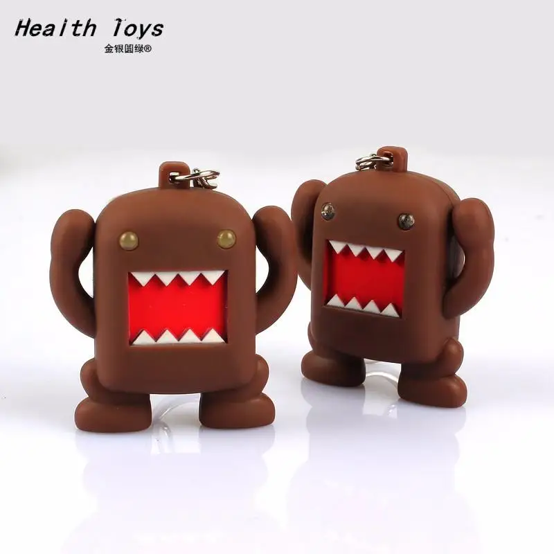 Ultra Brilhante LED Mini Domo Kun Action Figure Chaveiro, Lanterna Chaveiros com Som, Kawaii Action Figure Brinquedos, Presentes Bonitos para Crianças