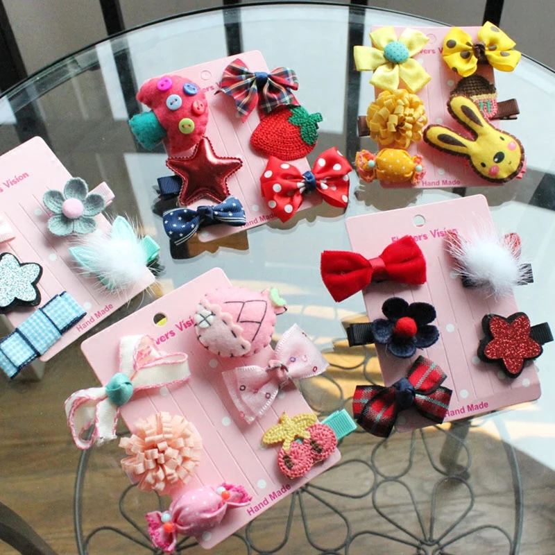 Cute Pet Puppies Hairpin Set Cartoon Bows Hair Clips For Dogs Little Small Princess Teddy Yorkshire Pet Grooming Accessories