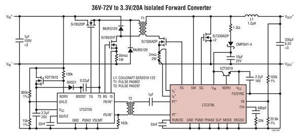 LTC3706EGN LTC3706IGN LTC3706 - คอนโทรลเลอร์ไปข้างหน้าแบบซิงโครนัสด้านรองพร้อมความสามารถโพลีเฟส